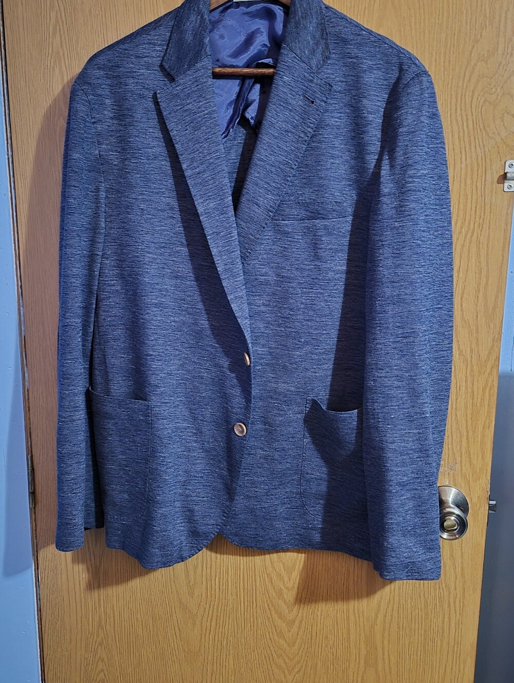 Jack Victor Comfortwear Blue Melange Cotton Linen Blazer Size 48R
